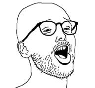 ear glasses open_mouth soyjak stubble variant:unknown // 398x368 // 3.5KB