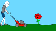 crying flower lawn lawn_mower lawnmower outside plant push_mower red_flower selfish_little_fuck subvariant:uncjak_side variant:cryboy_soyjak variant:uncjak // 1920x1080 // 63.0KB