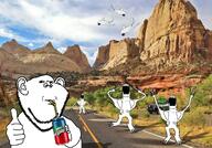 artist:greenfag capitol_reef_national_park car central_intelligence_agency dolphray glowing jeep shadow sproke straw subvariant:fingerboy subvariant:impdrink subvariant:wholesome_soyjak variant:a24_slowburn_soyjak variant:gapejak variant:impish_soyak_ears // 2265x1586 // 4.1MB