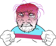 artist:zeickou beard bloodshot_eyes clenched_fist clenched_teeth faggot fat flag:transgender_pride_flag glasses hand mustache pedophile purple_hair tantrum tranny troon variant:bernd vein white_skin // 896x730 // 1.7MB