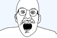 ear glasses mustache open_mouth robocop soyjak stubble variant:unknown // 408x272 // 4.3KB