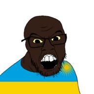 black_skin clothes country flag glasses open_mouth rwanda small_eyes soyjak stubble variant:feraljak // 1500x1500 // 47.5KB
