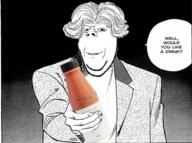 anime arm closed_mouth clothes glasses holding_object holding_soylent johan_liebert manga monster_(anime) plastic_bottle smile soy soyjak soylent soylent_(chocolate) soylent_bottle speech_bubble stubble subvariant:wholesome_soyjak suit text variant:gapejak white_hair // 748x556 // 415.6KB