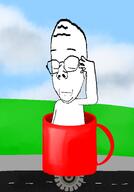 arm background closed_eyes closed_mouth cloud distorted grass hand mug road salute sky soyjak subvariant:rand subvariant:wholesome_soyjak variant:gapejak wheel // 1000x1430 // 841.5KB