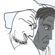 bald gigachad grey grey_skin hair hand mask smile stubble variant:jew white_eyes white_skin // 600x595 // 11.6KB