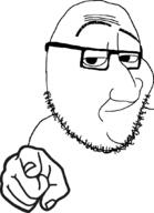 closed_mouth eyebrows finger glasses hand megamind pointing pointing_at_viewer smile smug soyjak stubble variant:smugjak // 772x1066 // 53.6KB