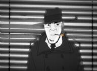 blinds cigarette clothes coat detective fedora glasses hat looking_at_you necktie noir soyjak stubble variant:godjak // 1080x792 // 360.3KB