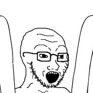 animated arm clapping glasses open_mouth soyjak stubble variant:soyak // 550x400 // 44.8KB