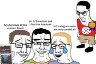 award clothes glasses holding_phone instagram normie phone reels smile subvariant:chudjak_seething swastika variant:chudjak // 1488x999 // 379.4KB