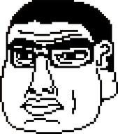 chud closed_mouth fat glasses hotline_miami jake_(hotline_miami) pixel_art soyjak sprite_edit variant:chudjak video_game // 590x670 // 4.2KB