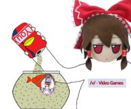 (you) 4chan animal animal_abuse anime arm bloodshot_eyes bowtie brown_hair can crying fish fish_tank fumo glasses hakurei_reimu hand holding_object holding_sproke mustache open_mouth purple_hair red_skin rope soda soyjak sproke stubble suicide tail text tongue touhou tranny v_(4chan) variant:bernd video_game // 1492x1236 // 828.2KB