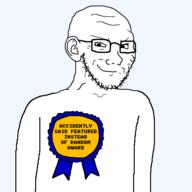 accident arm award badge beard ear glasses smile smug stubble text transparent transparent_background variant:soyak // 600x600 // 47.4KB