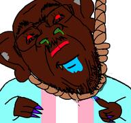 black_sclera black_skin closed_mouth drool flag:romania looking_up mucus red_eyes romania saliva smile subvariant:roachmanian tranny variant:bernd // 1200x1125 // 58.4KB