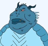 bloodshot_eyes blue_skin dragon gynaecomastia horn lizard obese reptile scale scalie variant:meximutt // 888x849 // 53.9KB