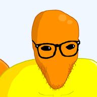 black_sclera glasses homestar_runner no_mouth orange pompom stubble variant:casnatus yellow // 800x800 // 12.5KB