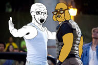 clenched_teeth closed_mouth crying dog fast_and_furious glasses irl_background janny open_mouth sleeveless_shirt soyjak stubble the_rock variant:soyak vin_diesel // 2000x1330 // 658.2KB