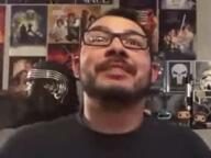 animated arm clothes glasses hair hand hands_up helmet irl mustache open_mouth poster punisher soyboy star_wars stubble variant:a24_slowburn_soyjak youtube // 273x205 // 5.0MB