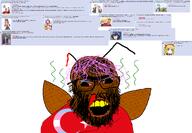 4chan anime antennae beard blood blood_drip blood_from_nose bloodshot_eyes brown_skin cross_eyed daiyousei eyeshadow flag:turkiye glasses hairy kazami_yuuka lipstick medicine_melancholy pink_hair smell touhou tranny transgender_flag turkish_flag turkiye turkroach tvrkaryan variant:feraljak video_game white_background yellow_teeth // 2178x1508 // 557.3KB