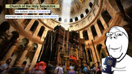 arm bible christian_identity christianity church church_of_the_holy_sepulchre glasses hand holding_book holding_object holy_bible irl_background smile soyjak stubble subvariant:wholesome_soyjak variant:gapejak wikipedia // 1920x1080 // 475.4KB