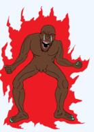 angry arm black_skin crying fire full_body glasses hand open_mouth painted_nails penis red_eyes soyjak stubble tbp testicles tiny_penis twp variant:angry_soyjak // 4058x5654 // 331.7KB