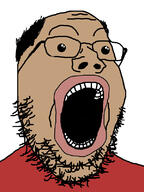 amerimutt balding brown_skin clothes glasses mutt oh_my_god_she_is_so_attractive open_mouth small_eyes soyjak stubble tshirt variant:gapejak // 600x800 // 252.7KB