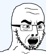 angry glasses looking_to_the_right merge open_mouth series:fusionjaks soyjak stubble subvariant:chudjak_soy teeth thick_eyebrows variant:chudjak variant:cobson // 645x770 // 16.0KB