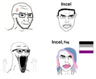 4soyjaks anger_mark asexual closed_mouth concerned flag glasses hair hand hands_up incel soyjak stretched_mouth stubble subvariant:pol_face subvariant:wewjak tranny tumblr variant:chudjak variant:soyak // 1298x1073 // 302.2KB