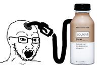 bottle gas_station glasses open_mouth plastic_bottle soy soyjak soylent soylent_(cacao) soylent_bottle stubble variant:soyak // 1538x1076 // 350.7KB