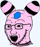 ampharos anime ear glasses johto monster nintendo open_mouth orb pink pink_skin pokemon shiny soyjak stubble transparent variant:soyak video_game // 752x883 // 12.3KB