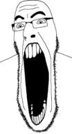 excited glasses open_mouth soyjak stretched_mouth stubble variant:cobson // 721x1333 // 93.4KB