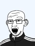 bald clothes ear glasses ias open_mouth soyjak stubble track_suit variant:carterjak variant:kuzjak // 400x533 // 65.8KB