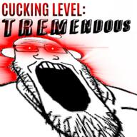 antenna cuck cuckoldry distorted ear glasses glowing glowing_eyes open_mouth reddit stretched stubble text variant:markiplier_soyjak // 1280x1280 // 472.6KB