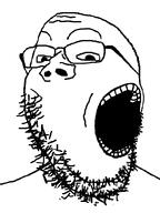 beard eyebrows eyes gape glasses nose open_mouth stubble teeth twisted twister_mouth variant:gapejak warped white_skin // 600x800 // 23.1KB