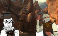angry artist:sabiopajin bandage buff burnt clitty_leakage clothes daniel_(fallout) fallout fallout_new_vegas hat honest_hearts joshua_graham meta:tagme mormonism subvariant:chud_reading user=sabiopajin variant:chudjak variant:clittyjak zion_national_park // 1280x800 // 1.3MB