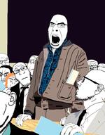 angry arm art closed_mouth clothes court ear freedom_of_speech glasses hair hand multiple_soyjaks mustache necktie norman_rockwell open_mouth orange_hair soyjak stubble subvariant:massjak subvariant:neutralplier subvariant:wholesome_soyjak suit variant:a24_slowburn_soyjak variant:alicia variant:chudjak variant:cobson variant:feraljak variant:gapejak variant:impish_soyak_ears variant:markiplier_soyjak variant:nojak // 1561x2001 // 305.9KB