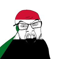 angry country flag glasses jacksepticeye looking_at_you mustache open_mouth soyjak stubble sudan teeth variant:feraljak youtube // 1500x1500 // 22.0KB