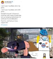 arm bicycle_helmet black_lives_matter clothes donald_trump facemask glasses hand hands_up helmet irl_background joe_biden lgbt nsfw poop pooping progress_pride_flag reddit soyjak stubble text tweet twitter united_states variant:soyak // 1730x1956 // 3.1MB