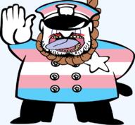 ack badge black_lives_matter clothes crying fist full_body hand hat mustache open_mouth police rope soyjak stubble tongue tranny utubetrollspolice variant:bernd yellow_teeth // 800x736 // 120.7KB