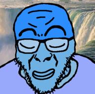 blue_skin calm closed_eyes closed_mouth glasses irl_background soyjak stubble variant:rupturejak // 423x416 // 110.4KB