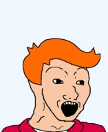 fry_(futurama) futurama meta:barely_a_soyjak open_mouth orange_hair variant:soyak // 900x1100 // 31.5KB