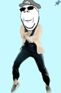 animated clothes dance gangnam_style glasses hat korean luigi oc smile subvariant:wholesome_soyjak sunglasses variant:gapejak weegee // 512x782 // 588.3KB