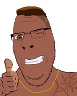 brown_skin closed_mouth dee_jay deejay flat_top game glasses hand open_mouth smile smug soyjak street_fighter stubble subvariant:nucob template thumbs_up variant:cobson videogame wink // 541x671 // 31.8KB