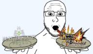 arm glasses holding_object holding_plate monster_hunter open_mouth plate soyjak stubble variant:platejak video_game // 1024x597 // 374.2KB