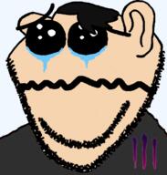 adam_gontier black_shirt canada canadian closed_mouth crying emo_hair eyebrows goth hair oh_my_god_she_is_so_attractive puppy_eyes sad soyjak stubble subvariant:impish_canadian tear three_days_grace variant:impish_soyak_ears // 598x628 // 115.3KB