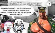 2soyjaks ack army brazil camo camouflage cap christian_cross christian_identity christianity cigar clothes cross crucifix flag:brazil hat mge mge_brother military military_cap military_uniform necklace patch portuguese_text soldier soldier_(team_fortress_2) soldier_(tf2) tranny uniform variant:rupturejak // 740x440 // 120.2KB