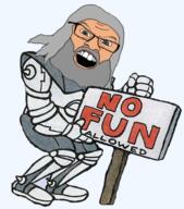 angry beard clothes glasses god green_eyes grey_hair hair no_fun_allowed open_mouth religion sign soyjak text variant:feraljak // 470x533 // 309.7KB