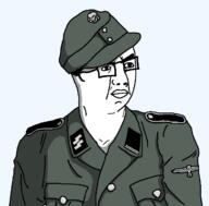 closed_mouth clothes collar_tabs glasses lips military military_uniform nazism schutzstaffel totenkopf variant:chudjak // 662x652 // 20.9KB