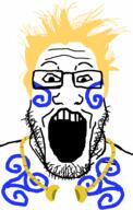 celtic glasses hair historical open_mouth soyjak stubble variant:markiplier_soyjak yellow_hair // 600x942 // 33.1KB