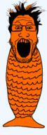 animal fish glasses hair open_mouth orange_skin soyjak stubble tail variant:markiplier_soyjak // 600x1713 // 88.0KB
