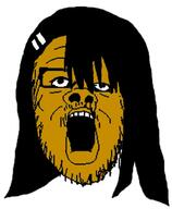 anime anime_female brown_skin glasses hair ijiranaide_nagatoro_san mustache nagatoro_hayase open_mouth soyjak stubble variant:a24_slowburn_soyjak // 626x760 // 87.8KB